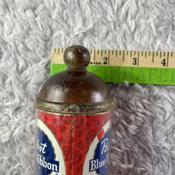 Vintage Pabst Blue Ribbon PBR Tap Handle Wooden Red Banner Beer Brewing Man Cave - Picture 12 of 12